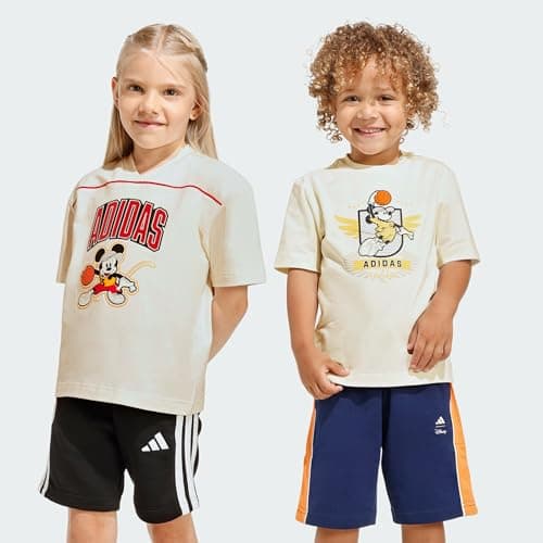 Image of adidas Unisex Kids Disney Mickey Mouse TEE, Off White/Pure Ruby/Black, 7-8 Years