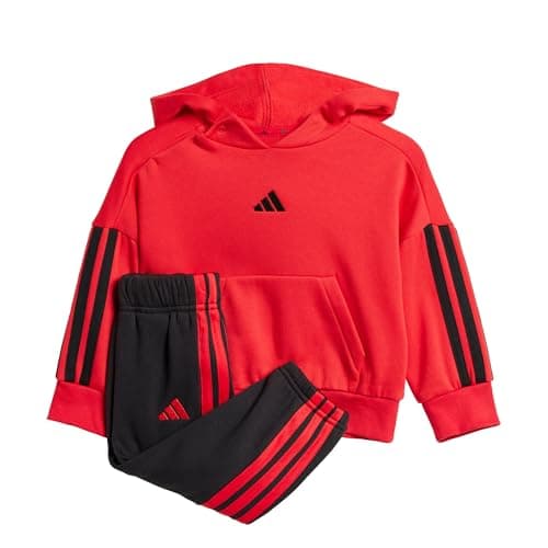 Image of adidas Unisex Baby ESSENTIALS HOODED JOGGER, Pure Ruby/Black/Black, 9-12 Months