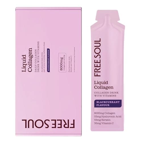 Image of Marine Liquid Collagen 8000mg with Hyaluronic Acid, Keratin, & Vitamin C | 14 x 8000mg Hydrolysed Collagen Peptides Sachets | High Absorption Collagen Liquid Supplement by Free Soul