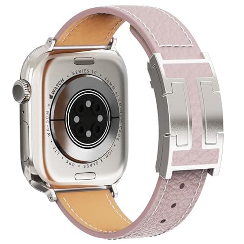 Image of Leather Magnetic Watch Band Compatible with Apple Watch Ultra Band 49mm 46mm 45mm 44mm 42mm 41mm 40mm 38mm,Designer Replacement Strap for Women Men iWatch Ultra 2/Ultra/SE/Series 10/9/8/7/6/5/4/3/2/1