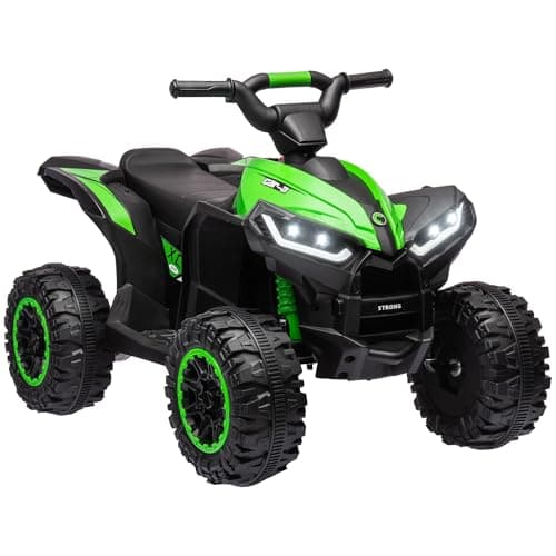 Image of HOMCOM 12V Electric Quad Bike for Kids Ride On Car ATV Toy, with Forward Reverse Functions, LED Lights, Music, for Ages 3-5 Years - Green
