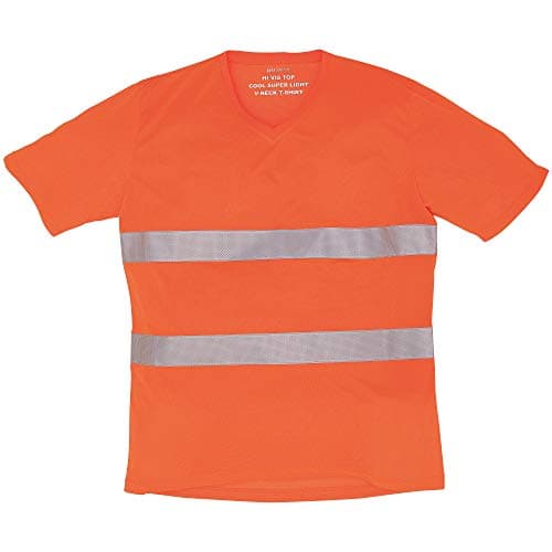 Image of Yoko Mens Cool Weave Hi-Vis V Neck T-Shirt (S) (Hi Vis Orange)