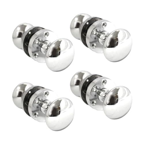 Image of Epsom Door Handle Polished Chrome Victorian Style Round Door Knob Set – Sprung Internal and External Knobs with Optional 63mm Tubular Latch – Available in 4 or 6 Pairs (4 Pair of Door Knobs)