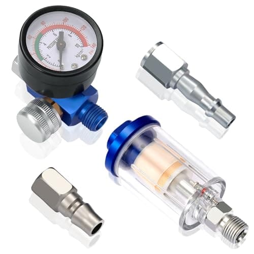 Image of LitOrange 1/4 Line Air Filter & Air Pressure Regulator Combination Tool Kit, Air Compressor Water Trap, Airline Air Compressor Water Trap Filter for Spray Gun