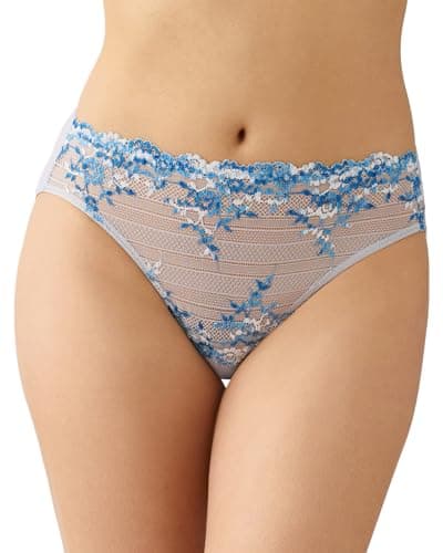 Image of Wacoal Women's Embrace Lace Full Coverage Hi-Cut Brief Panty, 841191, Micro Chip Multi, M