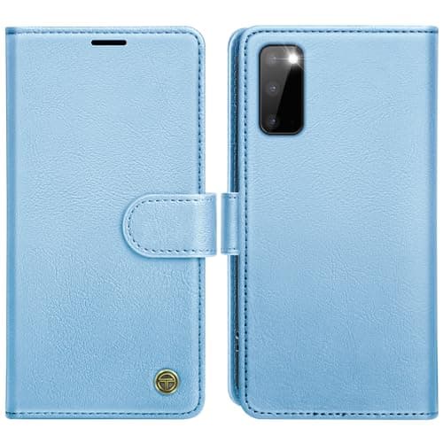 Image of AIMOYU for Samsung Galaxy S20 Case, Flip Wallet Leather Phone Case with [4 Card Slots] [Kickstand] [RFID Blocking] Magnetic Protective Shockproof Cover for Samsung S20 Phone Case - Sky Blue