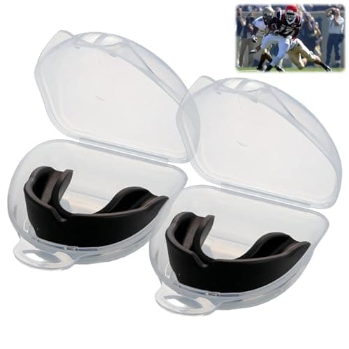 Image of 2PCS Black Mouthguard with Case, Durable Sports Gum Shield for Contact Sports, Premium Mouth Guard Fit Adult and Junior Boxing, Martial Arts, Judo, MMA, Rugby, Hockey, for Jaw Protection and Safety