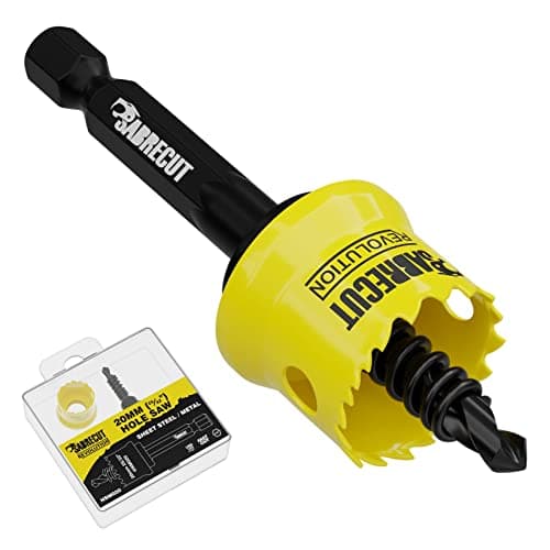 Image of 1 x SabreCut HSM020 20mm High Performance Thin Wall Sheet Steel Hole Saw Kit Features Steel Body and HSS M42 Cobalt Arbour with Progressive Tooth Profile for Cutting Wood, Plastic and Steel