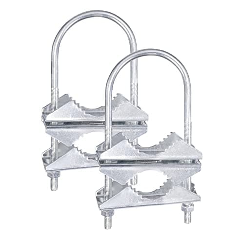 Image of Eightwood V Jaw Block Double Antenna Mast to Mast Clamp (2 Set) U Bolts Anti-Rust Finished suit for TV CB Ham Antenna Pipe Mount Bracket