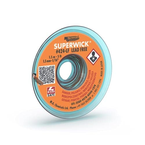 Image of MG Chemicals 424-LF Fine Braid Super Wick™ Desoldering Braid for Unleaded Solder, 1.5 m Length x 1.5 mm Width