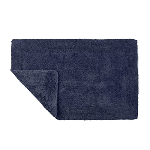 Image of Allure Heavyweight Reversible Bath Mat, 100% Cotton, Super soft, Washable, Large Size 53cm x 85cm (Navy)