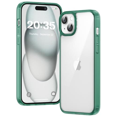 Image of Voyahülle Clear Case for iPhone 15, Ultra Thin, Shockproof TPU Cover, Anti-Yellowing, Crystal Clear, Phone Case for Apple iPhone 15 - Green