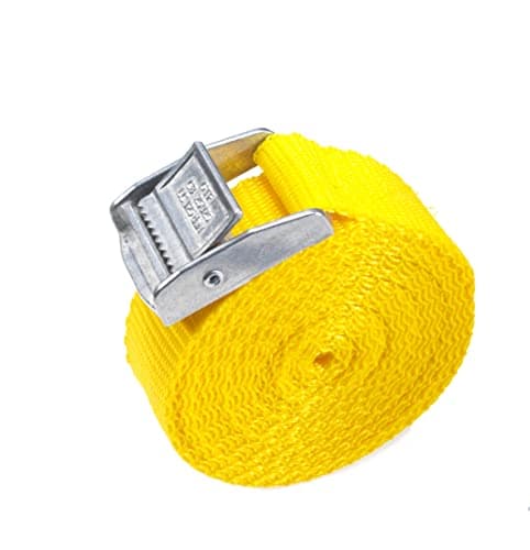 Image of Direct Manufacturing 2 x Lifting straps cam buckle 2.5m x 25mm Yellow / 250kg Cargo luggage roof rack strap …