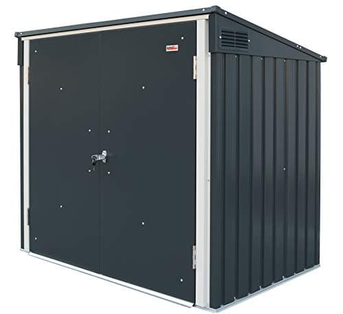 Image of Duramax Garbage Can Enclosure for 2 Bins with Top Opening & Fully Wide Double Lockable Doors, Metal Storage Shed, Wheelie Bin Hideaways, Anthracite & Off-White Trimmings