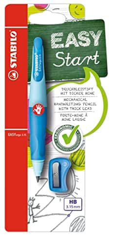 Image of STABILO EASYergo 3.15 - Ergonomic Mechanical Pencil - Right-Handed - Pack of 1 - Light Blue/Dark Blue with Sharpener