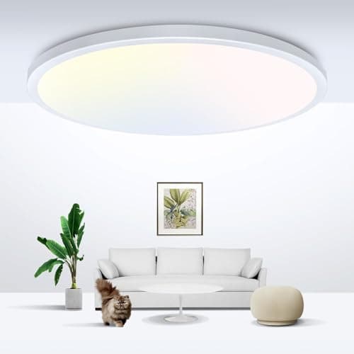 Image of libtit 24W 33CM Bathroom Lights Ceiling,2400LM Led Flush Mount Ceiling Light, 3 Color Selectable 3000K/4500K/6000K Thin Round Ceiling Panel Light Fixture for Kitchen,Bedroom,Hallway,Office