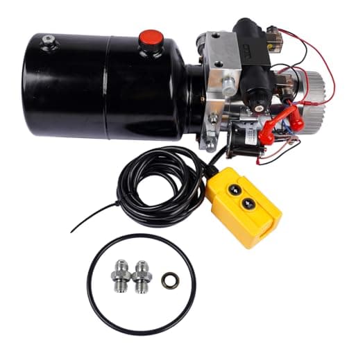 Image of Double-Acting Power Unit 12V DC Hydraulic Pump Dump Trailer Hydraulic Power Pack Unit & 6 Quart Metal Tank 2.0 GPM Flow for RVs Mazonda