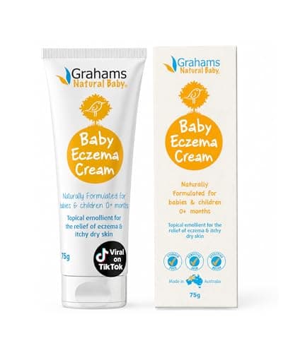 Image of Grahams Natural Baby Eczema Cream Moisturizer for Newborn-12 Years - Rash, Redness, Dry Skin & Itch Relief - Colloidal Oatmeal & Shea Butter - Steroid-Free, Fragrance-Free for Sensitive Skin, 75g