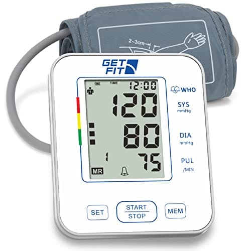 Image of Get Fit Blood Pressure Monitor CE Approved UK for Home Use Medical Upper Arm Blood Pressure Machine - Heart Rate Monitor - Hypertension Detector - Adjustable 35-52cm X-Large Adult Cuff - LCD Display