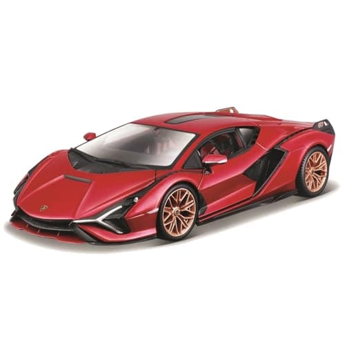 Image of Bburago LAMBORGHINI SIAN FKP 37 Super Car – 1:24 Scale – Incredibly Detailed Die-Cast Replica Collectible Model Vehicle, Red