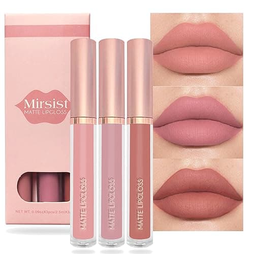 Image of Nude Matte Lipstick Set, Lip Gloss Sets Liquid Lipsticks Long Lasting Non Stick Cup Waterproof Smooth Velvet Pink Moisturizing Lip Stain for Women Makeup