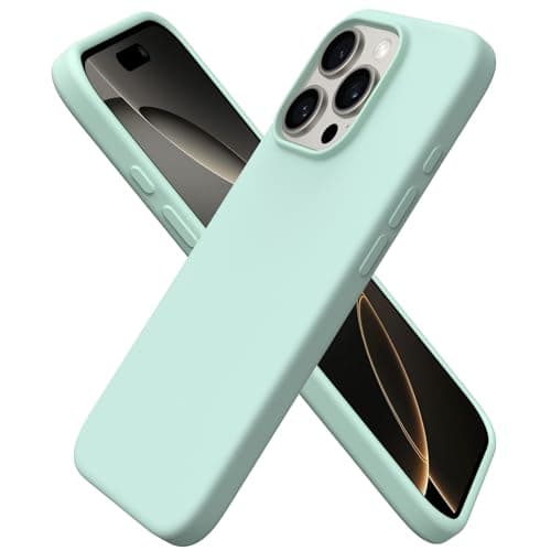 Image of ORNARTO Compatible with iPhone 16 Pro Case 6.3", Slim Liquid Silicone 3 Layers Soft Gel Rubber Shockproof Protective Case with Anti-Scratch Microfiber Lining-Mint Green