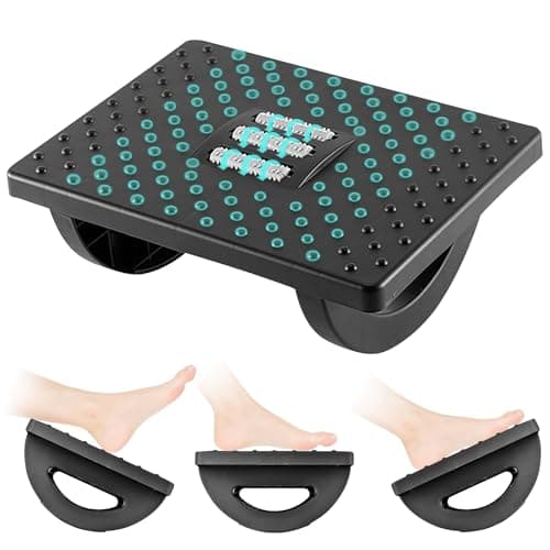 Image of Lighterday Ergonomic Foot Stool - Adjustable Under Desk Foot Rest with Roller Massage (Black)