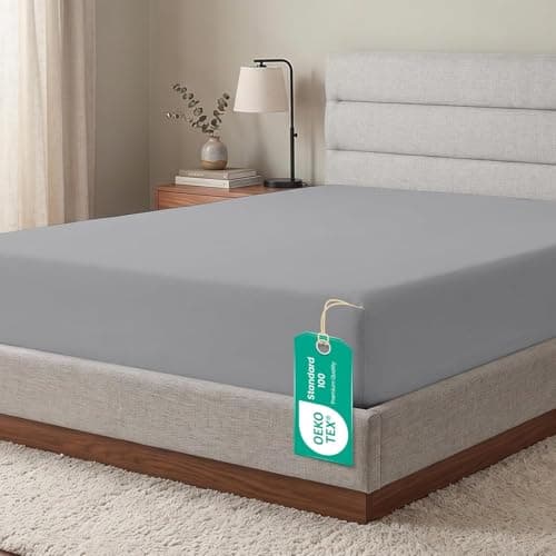 Image of Linens World Egyptian Cotton Fitted Sheets King Size Breathable, Anti Wrinkle 30cm Deep Pocket 200 Thread Count Bed Sheets Bedding & Linen 152 X 200-CM Silver Bedding King Size Fitted Sheets