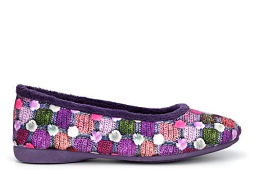 Image of Sleepers Womens Samira Ballerina Slippers with Memory Foam Insole and Rubber Sole Purple 6 UK