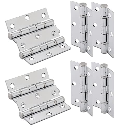 Image of XFORT 3 Inch (75mm) Polished Chrome Ball Bearing Hinges, Steel Door Hinge for Wooden Doors (4 Pairs)