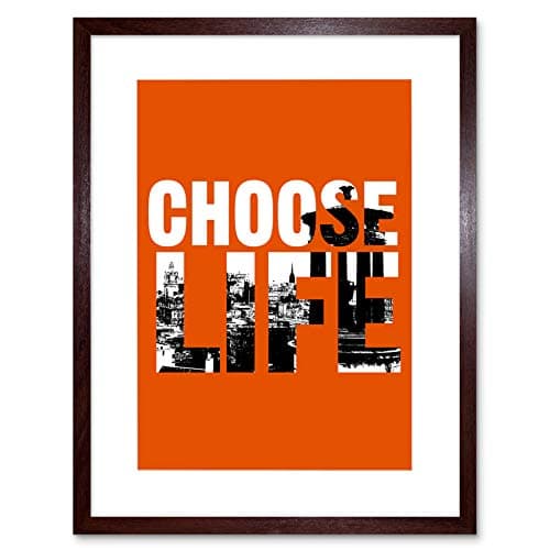 Image of Wee Blue Coo Quote Choose Life Trainspotting Edinburgh Framed Wall Art Print