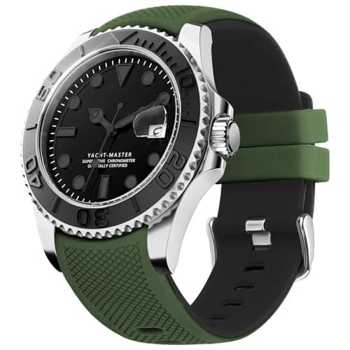 Image of Fullmosa Watch Straps 22mm Silicone Smart Watch Strap No Gaps Compatible with Samsung Galaxy/Garmin for Men, Army Green