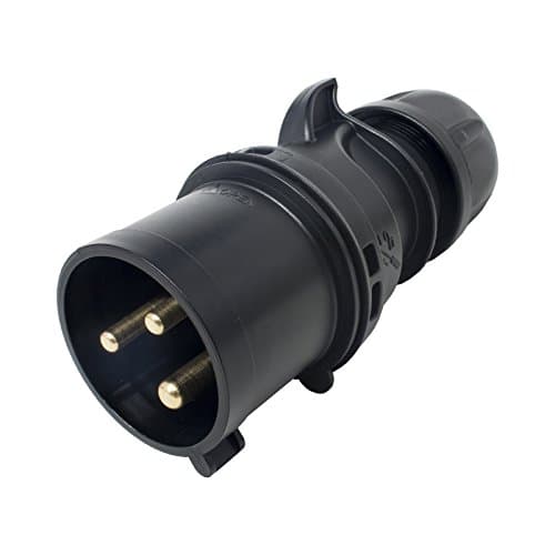 Image of PCE 32A 2P+E CEE Black Cable Mount Male Plug. IP44 (023-6X) - PCE Shark Series for Events