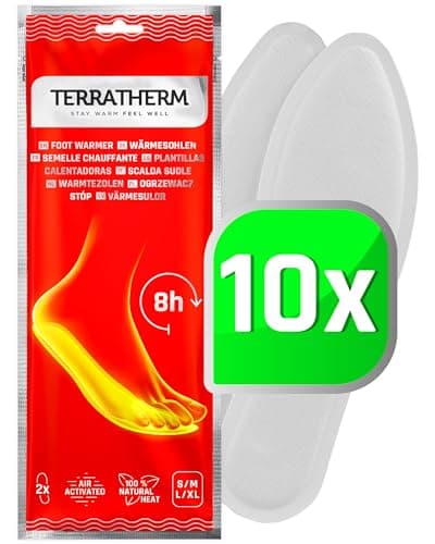 Image of TerraTherm Insole Foot Warmers - Air Activated - 8 hours of warm feet - 5, 10 or 30 Pairs Heated Insoles - 100% natural warmth - 10 Pairs M