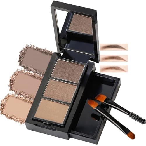 Image of 3-Shade Eyebrow Powder Palette with Light, Medium & Dark Brown Tones – Compact Brow Kit with Dual-Ended Brush and Mirror for Natural Definition, Daily Makeup for Fine or Sparse Hair