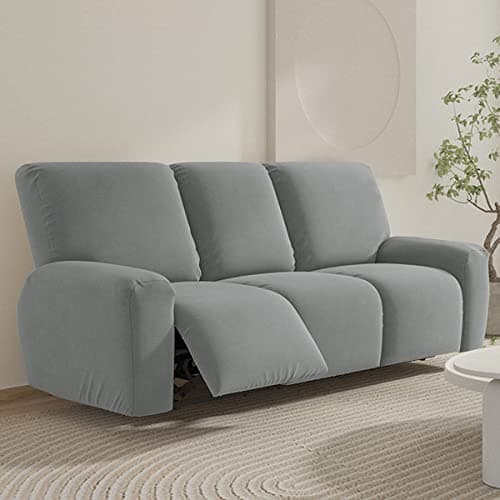 Image of FANSU Recliner Chair Covers 3 Seater for Armchairs with Pockets, Stretch Recliner Slipcover for Electric Chair, Sofa Covers Furniture Protector for Living Room (3 Seater,grey)