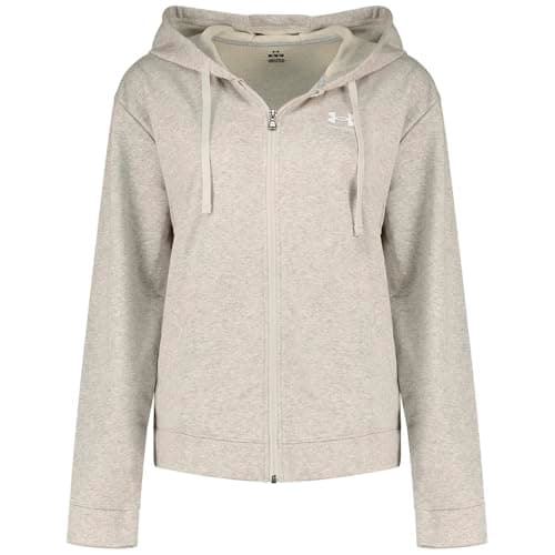 Image of Under Armour Women's Rival Terry Full Zip, Warm and Comfortable Women's Hoodie with Fast-Drying Material, Ladies' Hooded Top for Sports and Casual Wear,Mod Gray / / White,SM
