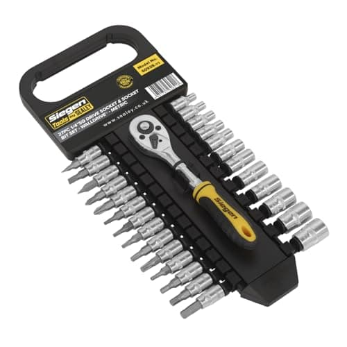 Image of Sealey S0928 6PT Walldrive Metric Socket and Socket Bit Set, 1/4" Square Drive, Silver, 27 Pieces