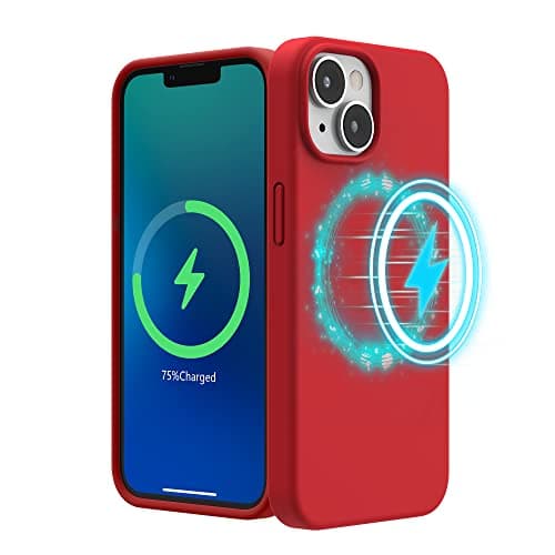 Image of SURPHY Magnetic Case Designed for iPhone 13 mini Case (5.4 inch 2021 Release), with Microfiber Lining Liquid Silicone Phone Case for iPhone 13 mini (Red)