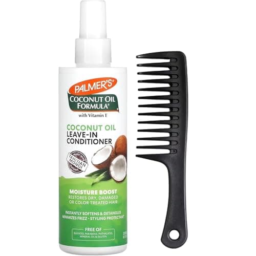Image of Palmer’s Coconut Oil Leave-In Conditioner 250ml with Detangling Comb – Moisture Boost Spray for Dry, Damaged & Colour-Treated Hair – Frizz Control, Sulfate-Free with Tahitian Monoi & Vitamin E