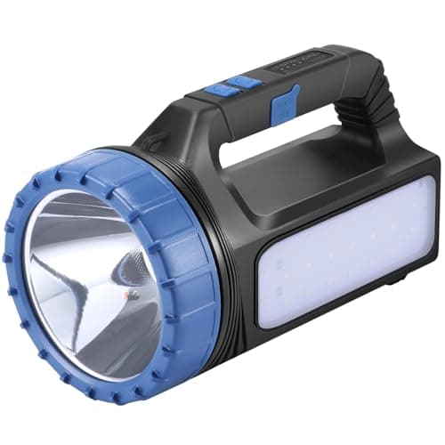 Image of Rechargeable LED Torch Camping Lights with 2400mah USB and Solar Charging 8000 LM High Power Beam Flashlight IP 65 Waterproof Outdoor Searchlight Portable Lightweight Lantern Emergencies Work Light