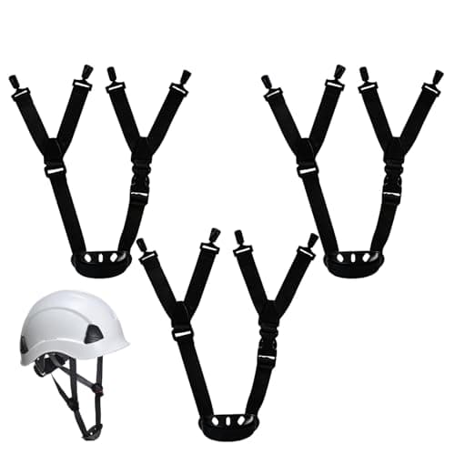 Image of Hard Hat Chin Strap 3 Pieces Universal Fit, Adjustable Safety Helmet Accessory, Durable Black Design for Construction Workers, Ideal for Building Sites and Industrial Use