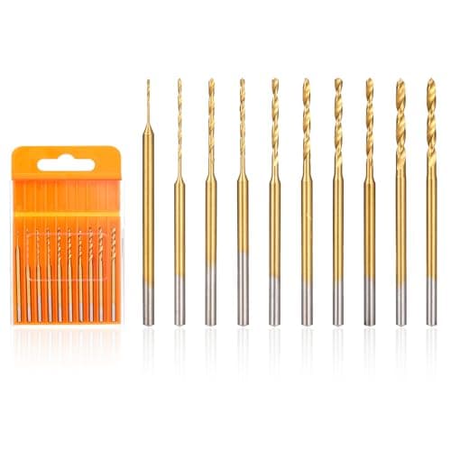 Image of Uolor Mini Twist Drill Bit Set, 10Pcs Micro Engraving Drill Bits, 0.6mm-2.2mm, HSS 2.35mm Shank Titanium Coated Tiny Drill Bit Hole Drilling Tool for DIY Resin, Jewelry, Amber, Circuit Board, Walnut