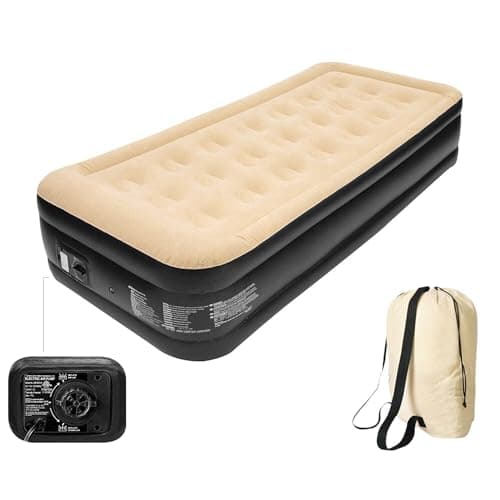 Image of Trendi Inflatable HIGH Pillow Raised Single Flocked AIR Bed Mattress AIRBED with Built in Electric Pump (195.6 x 96.5 x 47 cm)