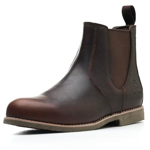 Image of SL-Saint Men's Handmade Classic Chelsea Boots Genuine Cowhide Slip On Fashion Casual (Dark-Brown Leather Lining, Adult, Men, 10, Numeric, UK Footwear Size System, Wide)
