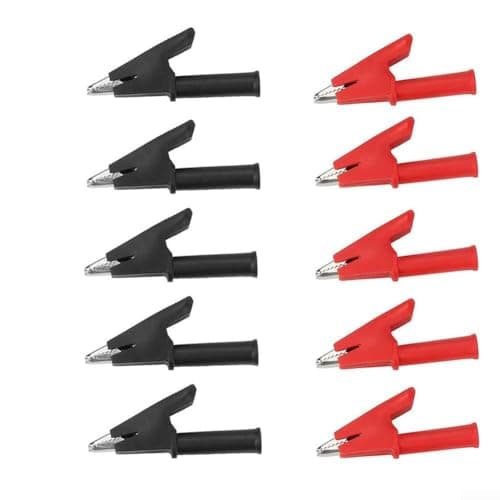 Image of 10PCS Crocodile Clips with 55mm Overall Length and 4mm Wiring Hole for Direct Soldering to Wires in Electrical Measurement Setups