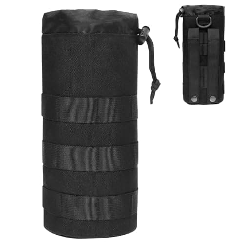 Image of Azarxis Tactical Water Bottle Pouch, Molle Bottle Holder Holster Hydration Carrier Bag with Adjustable Drawstring Open Top for Military Vest Backpack Outdoor Cycling Hiking Camping Running (Black)