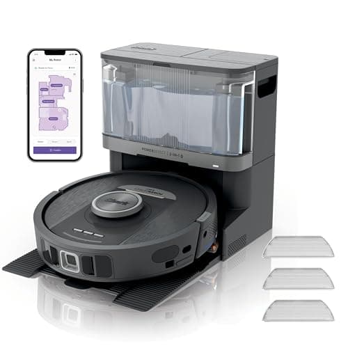 Image of Shark PowerDetect Robot Vacuum and Mop with 30-Day Self-emptying and Cleaning Base - Anti-odour - 3D LiDAR Navigation - Wi-Fi / App - 3 Anti-microbial Pads and 2 Brushes Incl. - White