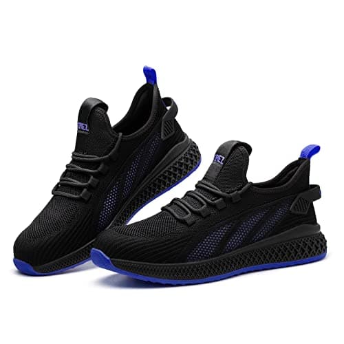 Image of SPIEZ Unisex Safety Trainers with Composite Toe Lightweight, Puncture Proof Work Shoes for Men and Women, Breathable Safety Sneakers for Work and Daily Wear, Size 5 UK, Black/Blue