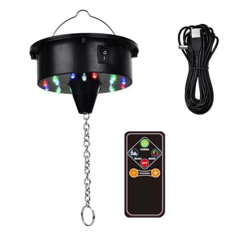Image of yasoe Rotating Disco Ball Motor Lights with Remote,18 LEDs for 12 16 20 24inch Mirror Ball Rotator(NotIncludedBall)